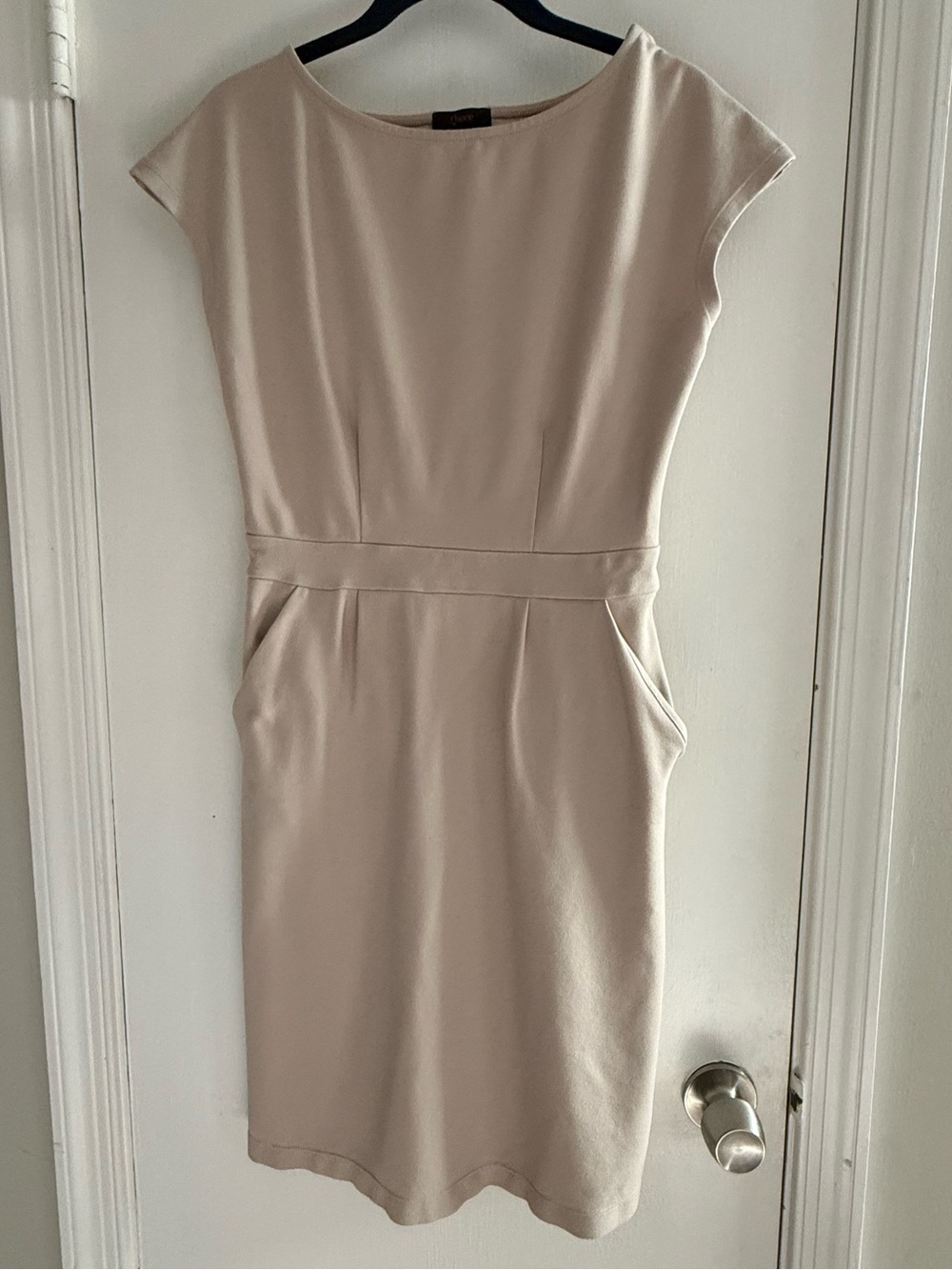 Quince Neutral Beige Midi Sheath Dress Size M